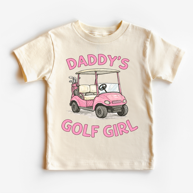 Daddy’s Golf Girl Pink Golf Cart Kids T-Shirt | Cute Golf Toddler Tee | Daddy & Me Outfit