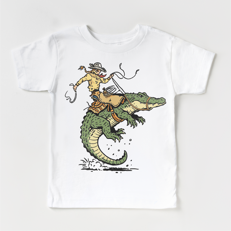 Kids Cowboy Alligator T-Shirt | Western Gator Rodeo Tee | Funny Cowboy Kids Shirt | Wild West Graphic Tee