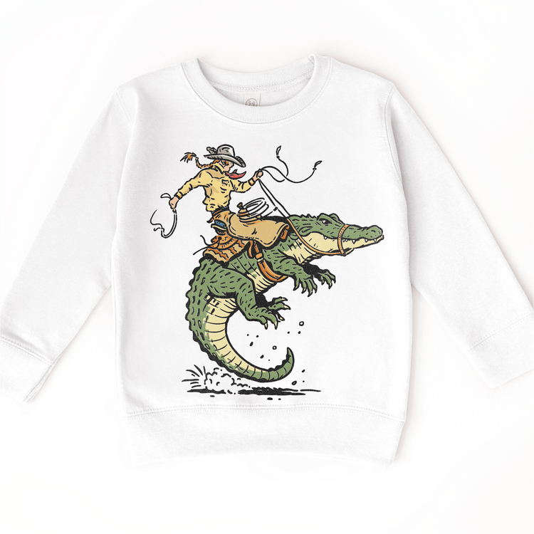 Kids Cowboy Alligator T-Shirt | Western Gator Rodeo Tee | Funny Cowboy Kids Shirt | Wild West Graphic Tee