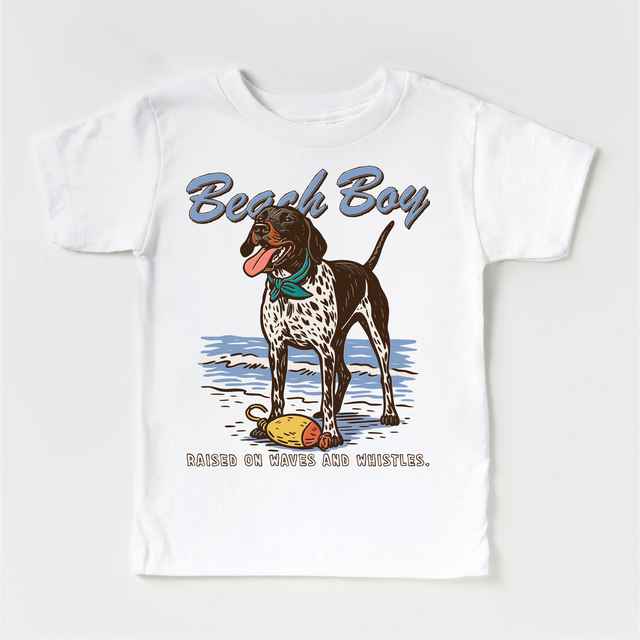 Beach Boy Kids T-Shirt | Coastal Dog Graphic Tee | Summer Beach Kids Shirt | Nautical Kids Tee