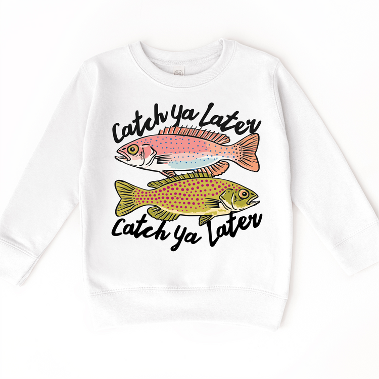Catch Ya Later Kids Fishing T-Shirt | Funny Trout Graphic Tee | Outdoorsy Kids Shirt | Cute Fishing Tee for Boys & Girls