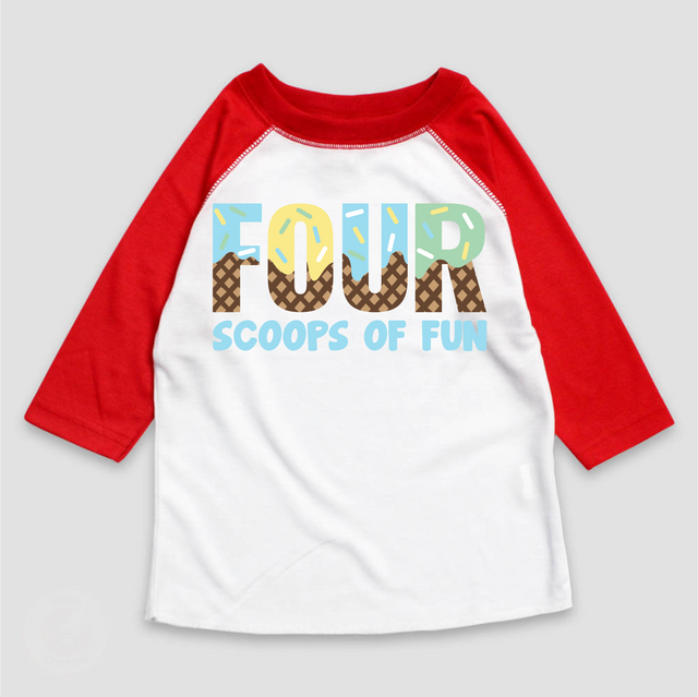 Four Scoops Of Fun Ice Cream Birthday T-Shirt