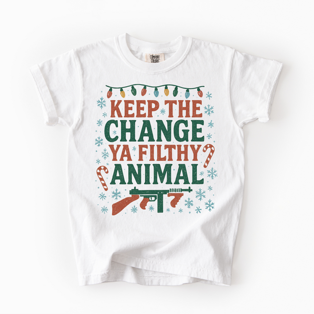 Keep The Change You Filthy Animal Christmas Unisex T-Shirt - Printed On Comfort Colors