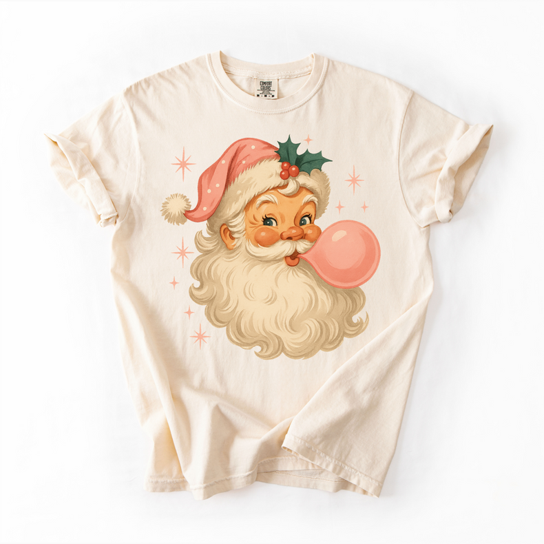 Santa Blowing Bubbles Christmas Unisex T-Shirt - Printed On Comfort Colors