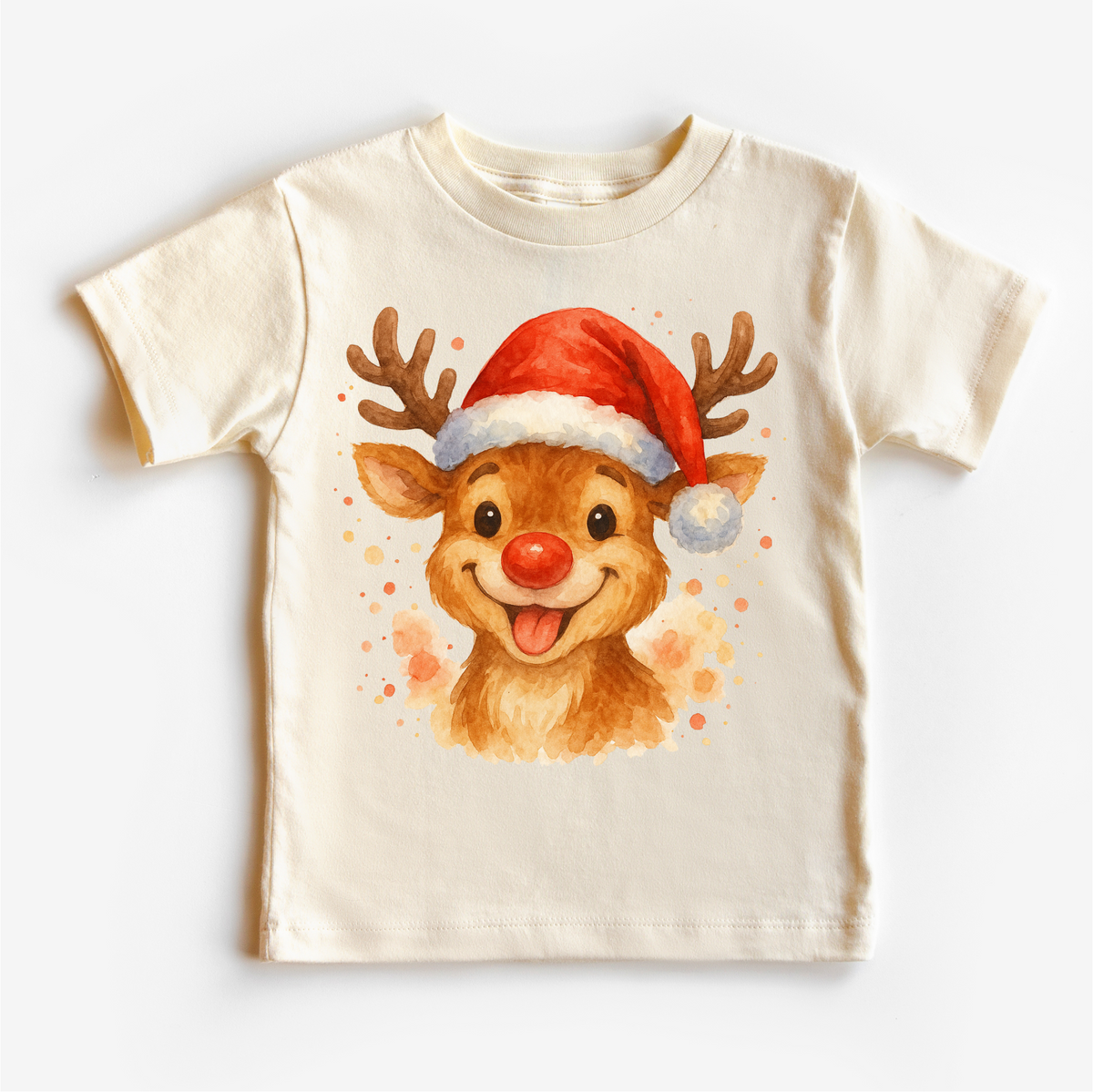 Christmas Rudolph the Reindeer Santa Natural kids tee