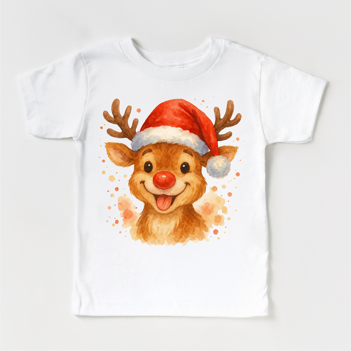 Christmas Rudolph the Reindeer Santa White kids tee