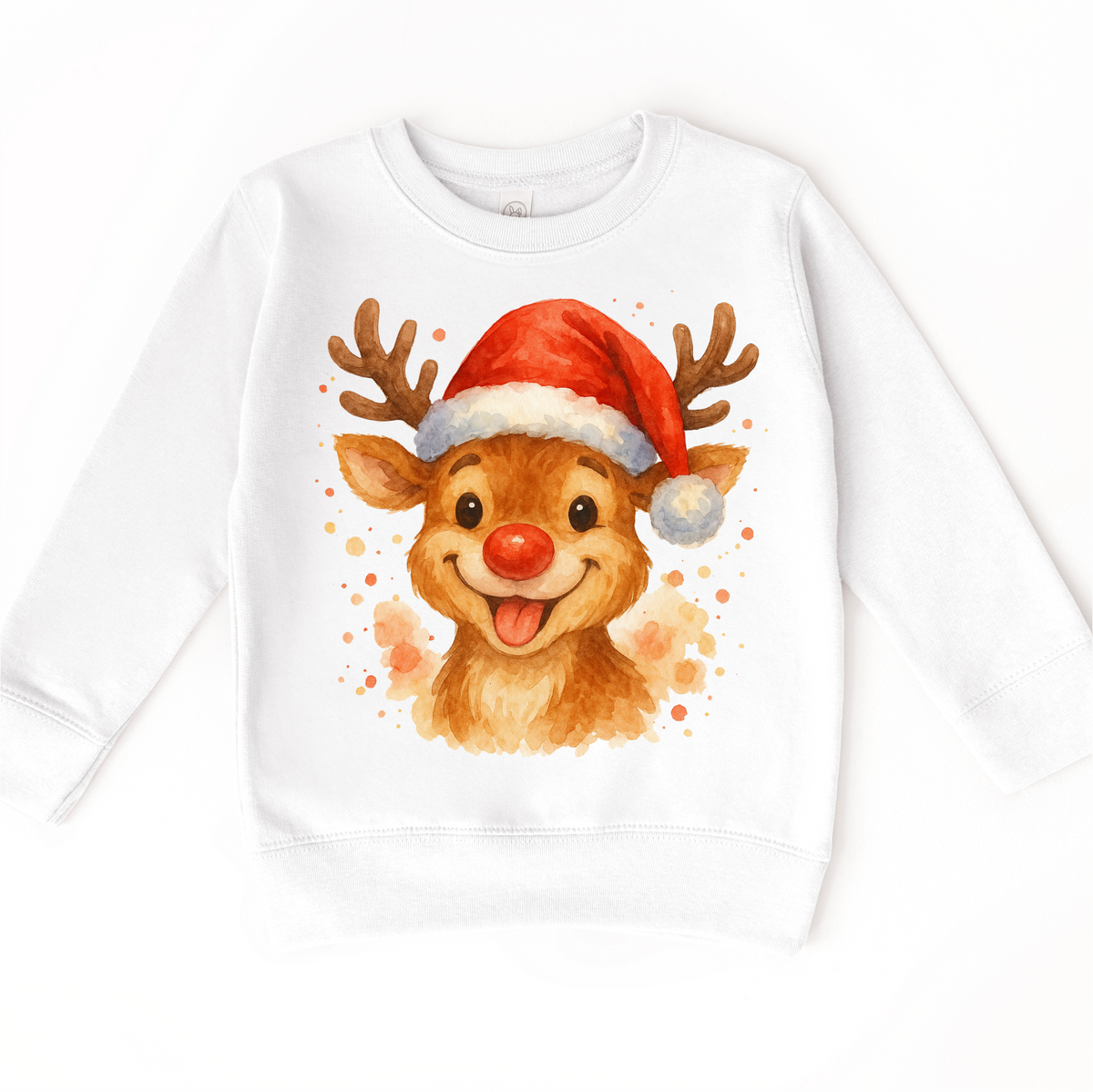 Christmas Rudolph The Reindeer Santa on white kids sweatshirt