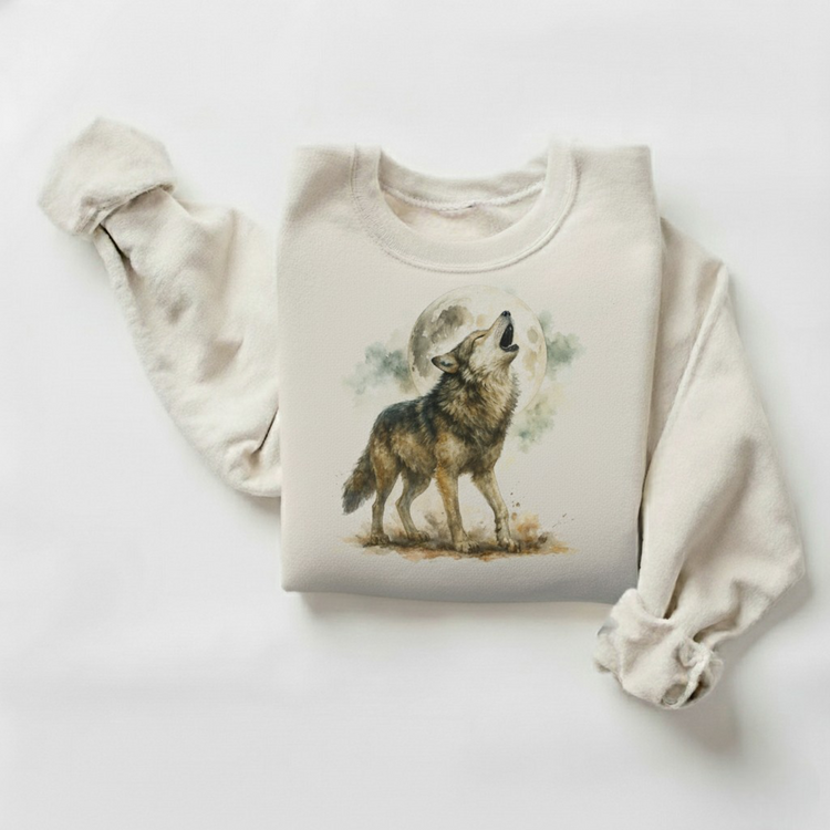 Retro Wolf Howling At The Moon Sweatshirt - Wildlife Sweater