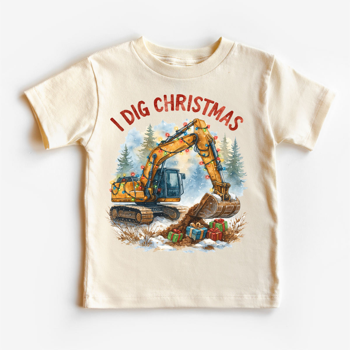 I Dig Christmas Excavator Christmas graphic T-shirt by Madi Moosh