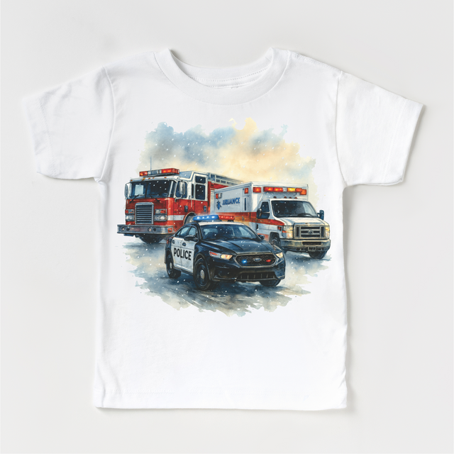 Firetruck, Police Car, Ambulance Kids Shirt - Emergency Tee
