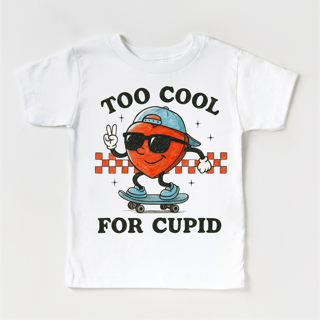 Too Cool For Cupid Valeintine's Day Shirt - Boys Valeintine Tee