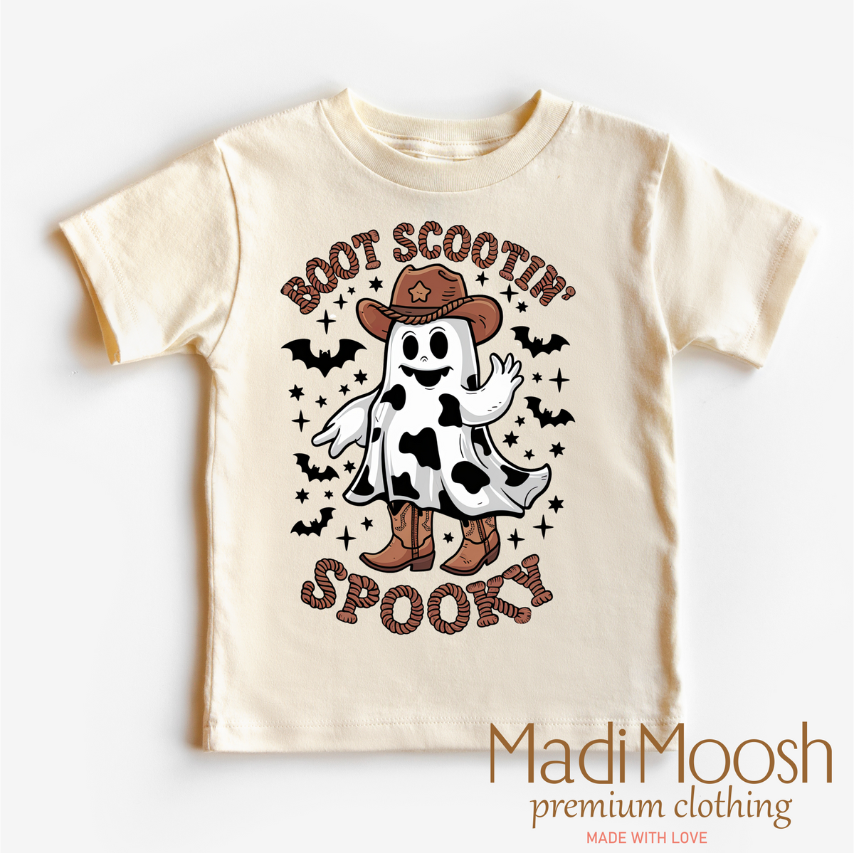 Boot Scootin' Spooky, Halloween graphic T-shirt by Madi Moosh