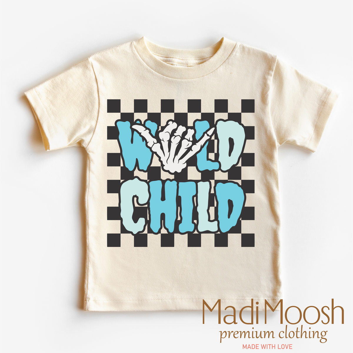 Wild Child Halloween design on a natural garment.