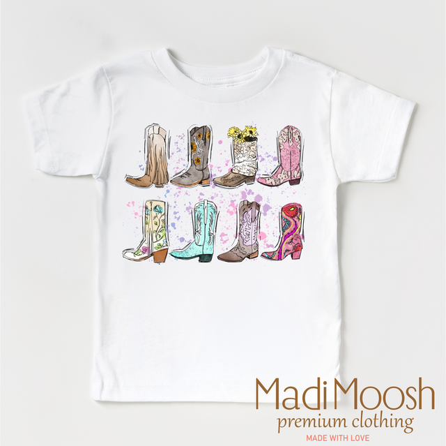 Cowgirl Boots Counry Western Shirt - Girls Cowboy Boots Tee