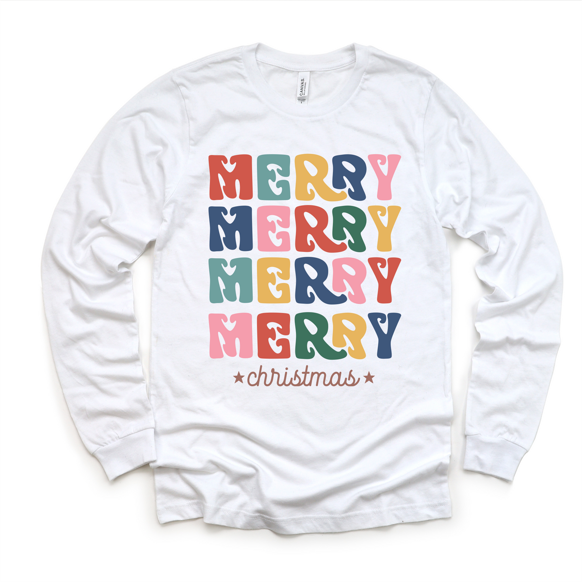 Boho Merry Merry Merry Christmas, Long Sleeve Tees & Sweatshirts graphic T-shirt by Madi Moosh