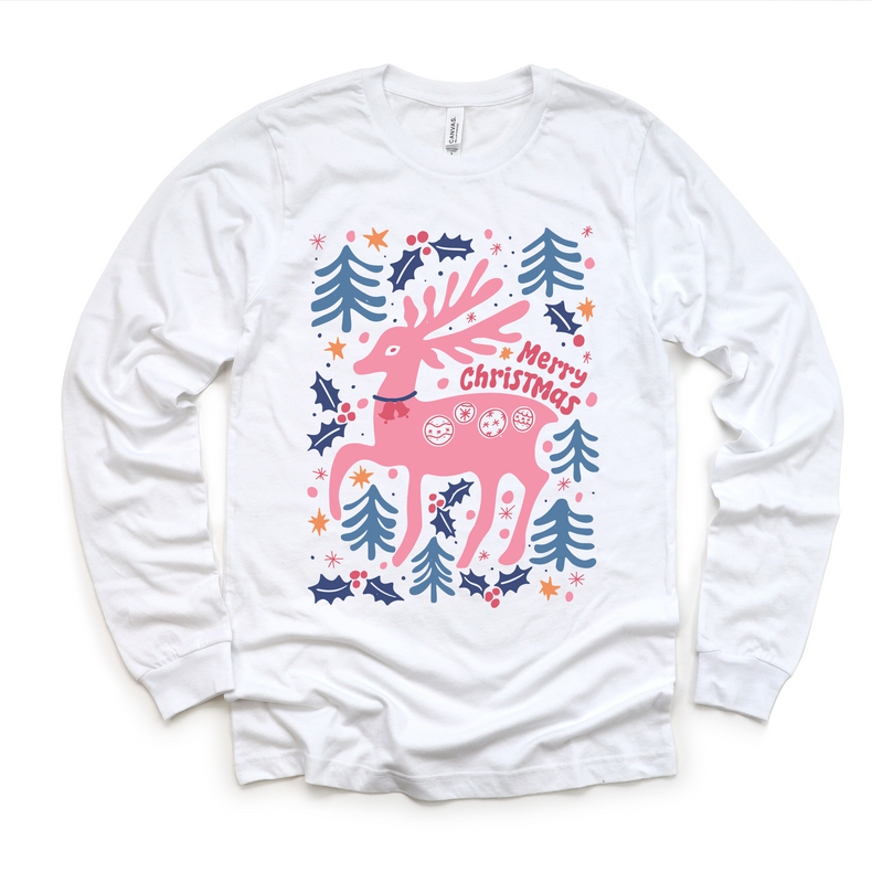 Boho Reindeer Christmas Shirt - Long Sleeve Tees & Sweatshirts