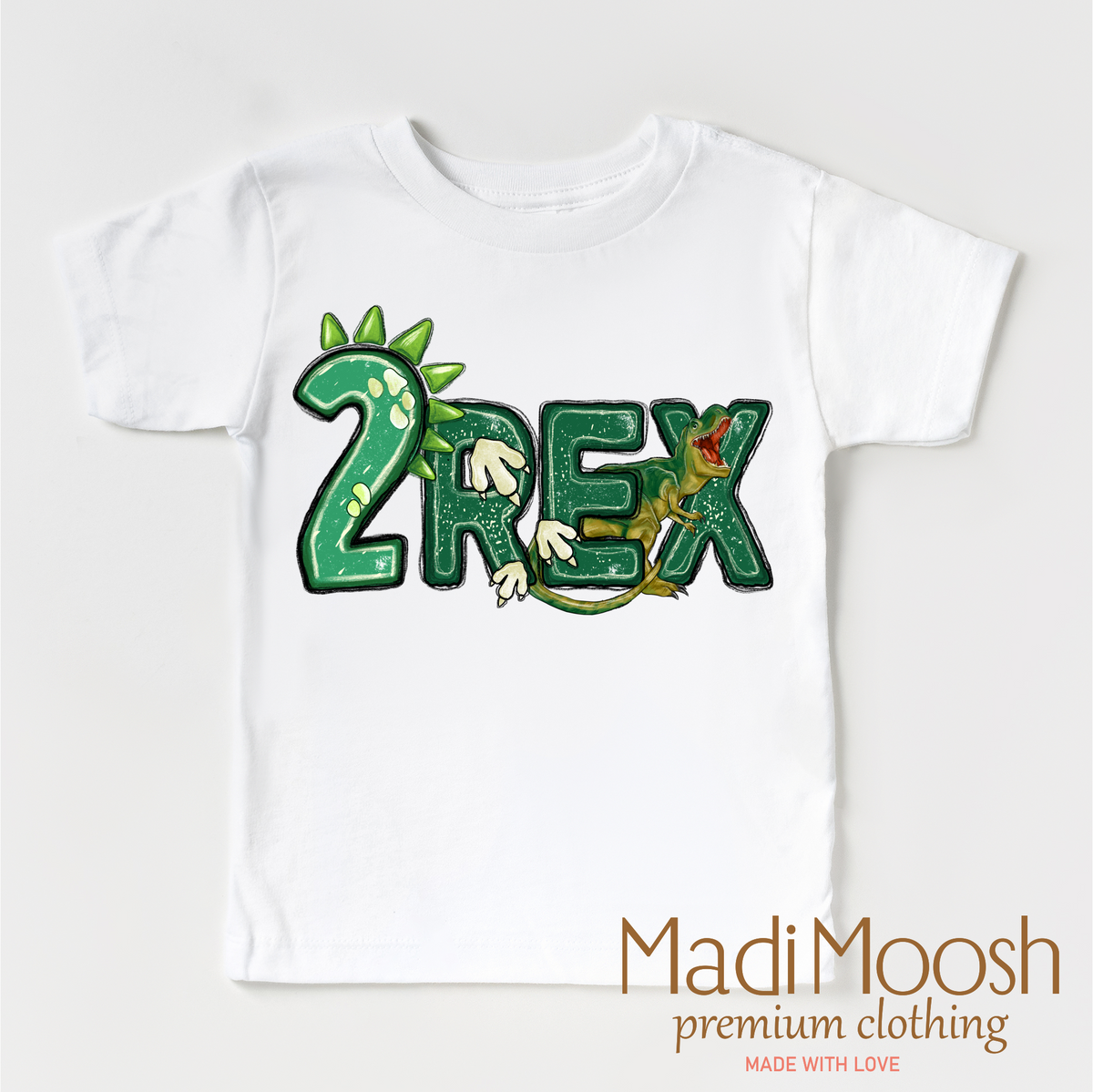 Two Rex Boys Birthday, T-Rex Birthday graphic T-shirt by Madi Moosh