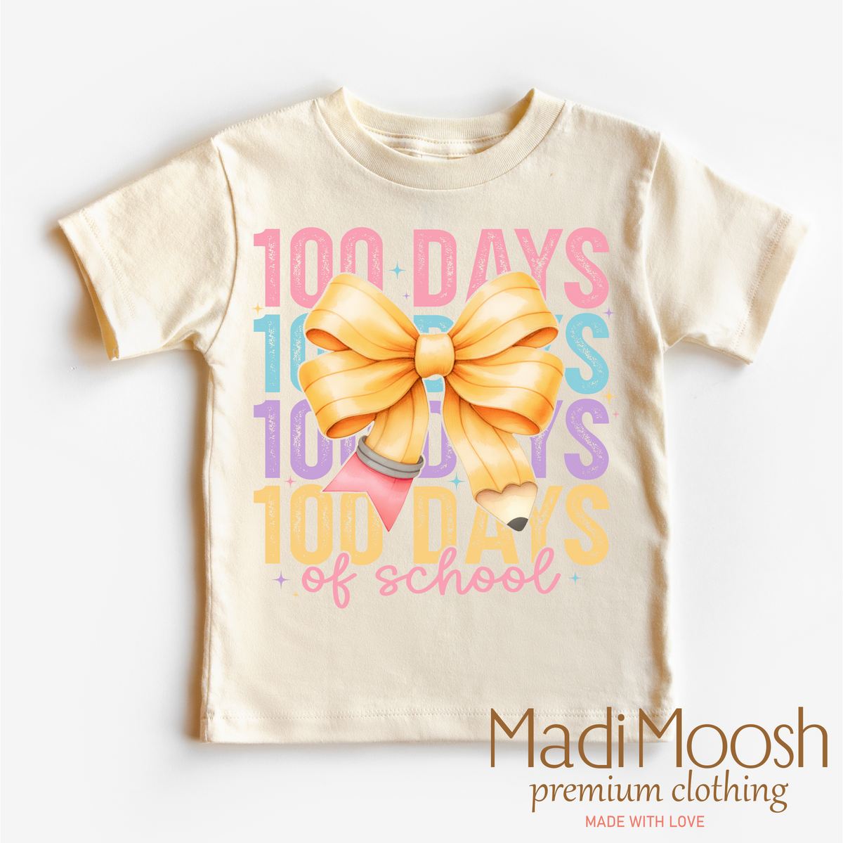 100 Days Of School Bow graphic T-shirt by Madi Moosh