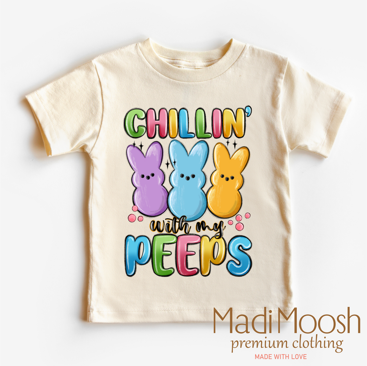 Chillin With My Peeps Easter, Kids Easter graphic T-shirt by Madi Moosh