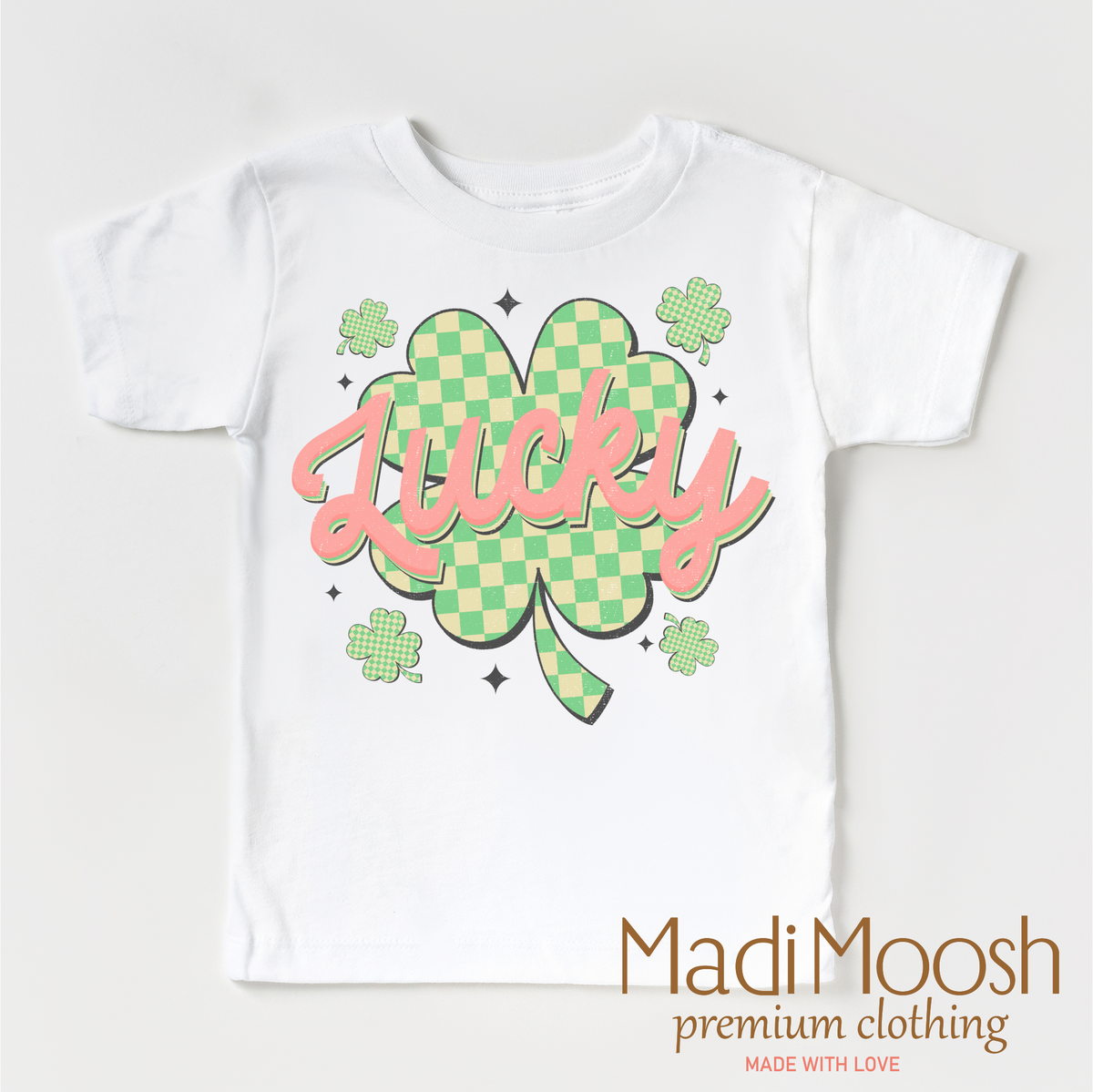 St. Patrick's Day Lucky Clover, Kids Retro St. Patrick's Day graphic T-shirt by Madi Moosh