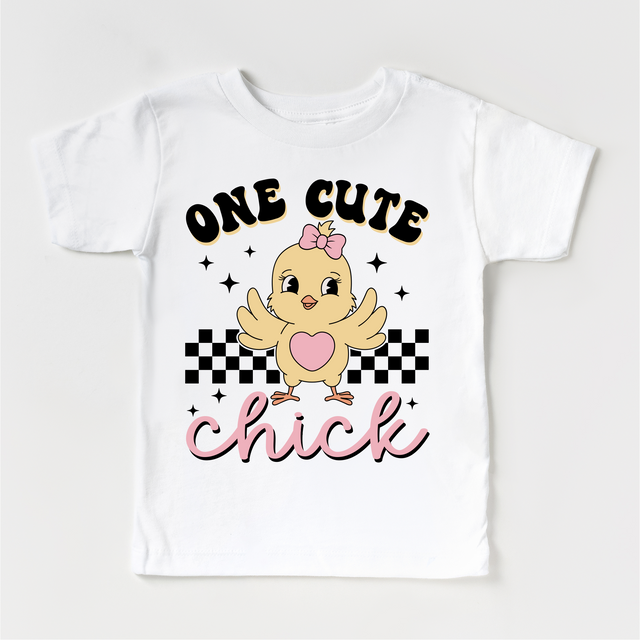 One Cute Chick Easter Shirt - Girls Retro Easter Tee