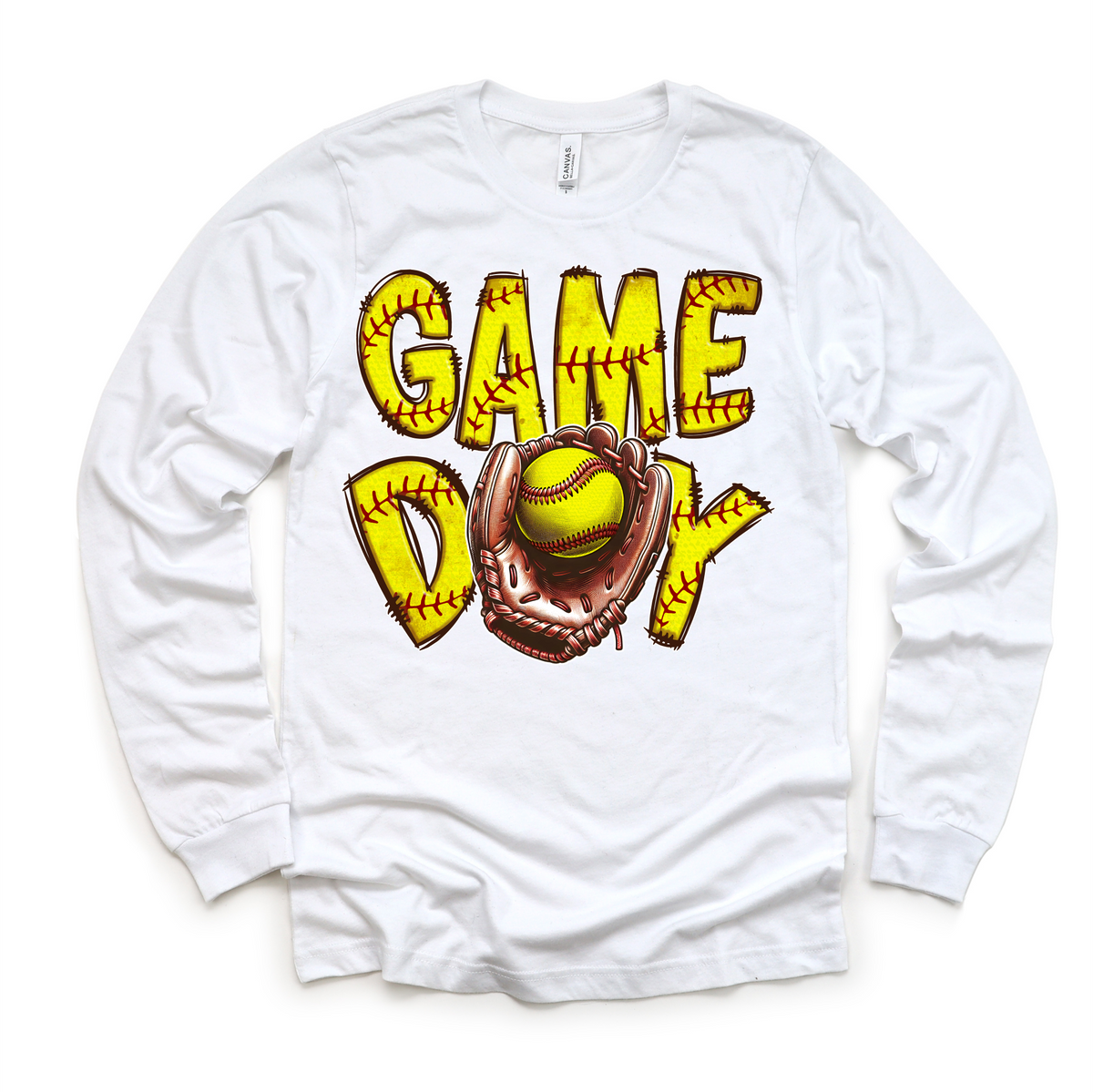 Game Day Softball Sports design on a long sleeve shirt.
