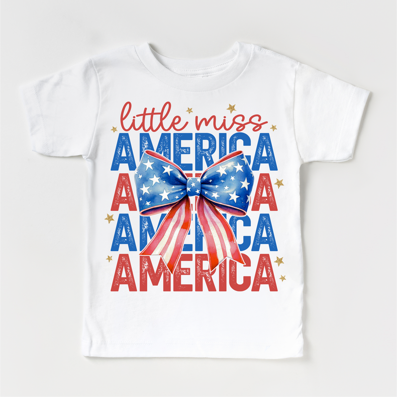Little Miss America 4th Of July, Independence Day graphic T-shirt by Madi Moosh