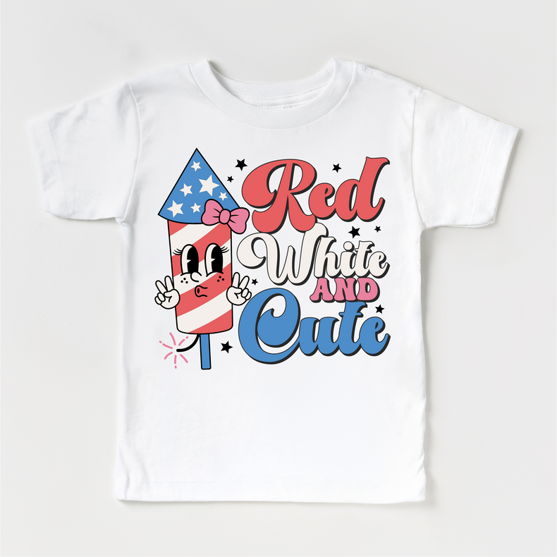 Red White And Cute 4th Of July, Independence Day graphic T-shirt by Madi Moosh