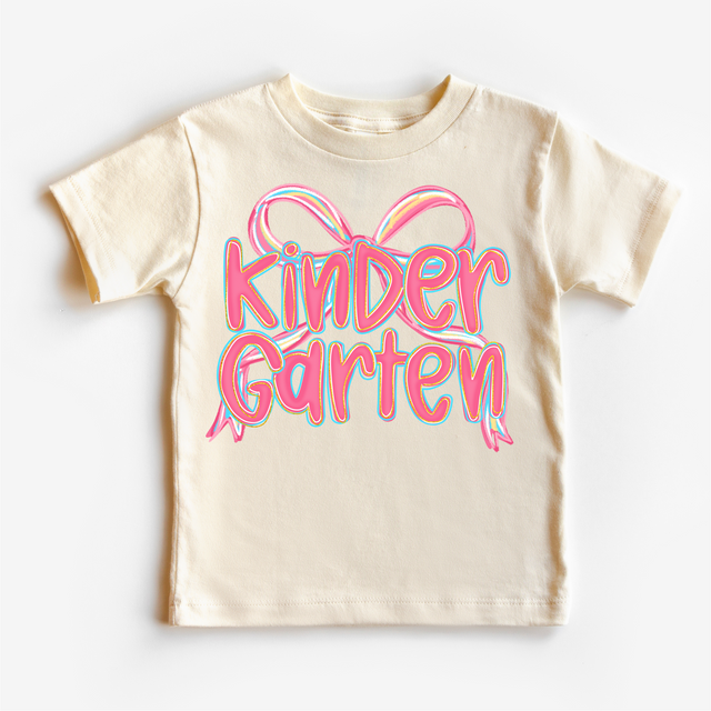 Back to School Kindergarten Bow, Girls First Day Of School graphic T-shirt by Madi Moosh