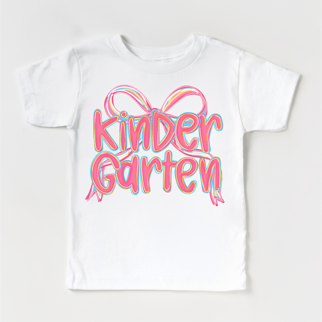 Girls Kindergarten Bow Back To School Shirt - First Day Of School Tee