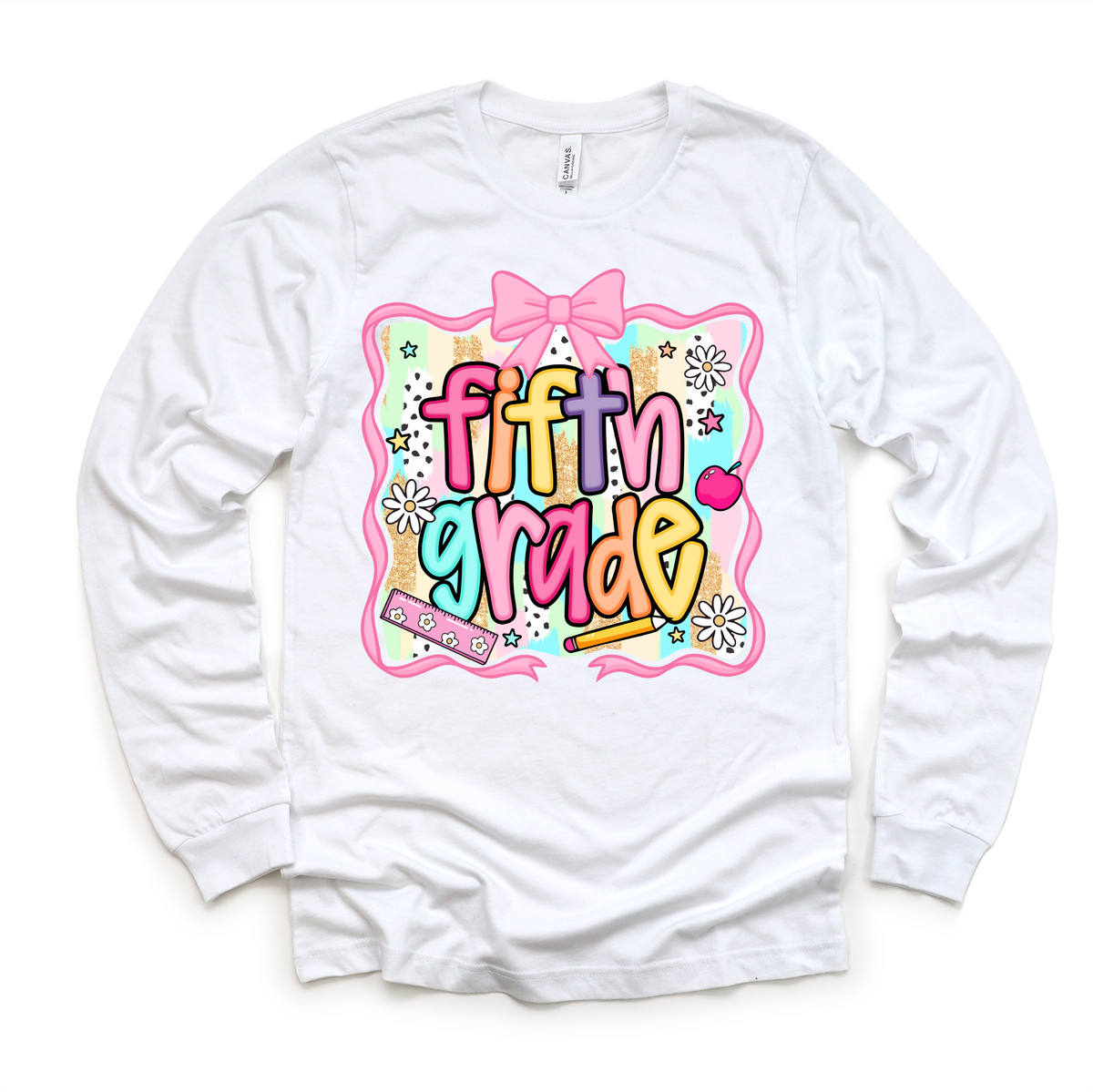 Girls 5th grade School design on a long sleeve shirt.
