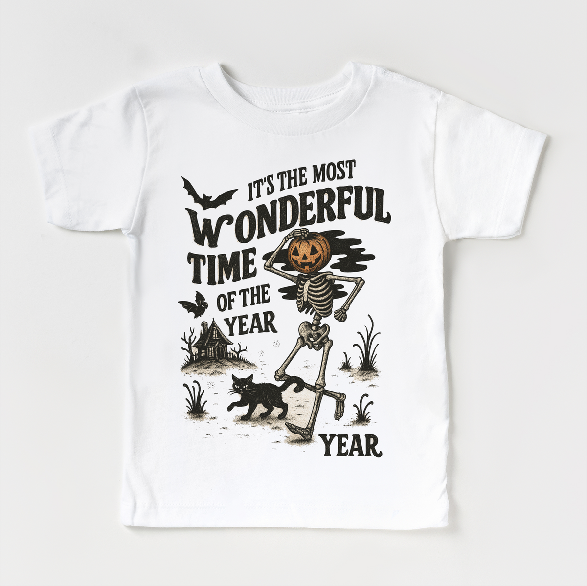 Most Wonderful Time Of The Year design on a white garment.