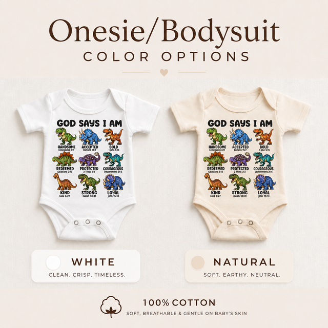 God Says I Am Dinosaur Bible Verse Kids Shirt | Christian Dinosaur Graphic Tee | Faith-Based Toddler & Youth T-Shirt