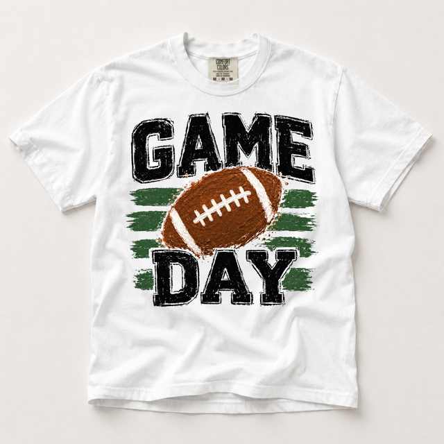 Game Day Football Graphic Comfort Color Tee – Vintage Distressed Sports Shirt