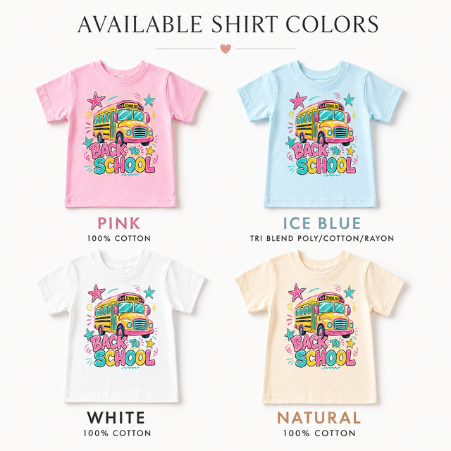Girls Back to School Bus Graphic Tee | Colorful Kids First Day of School Shirt | Toddler School T-Shirt