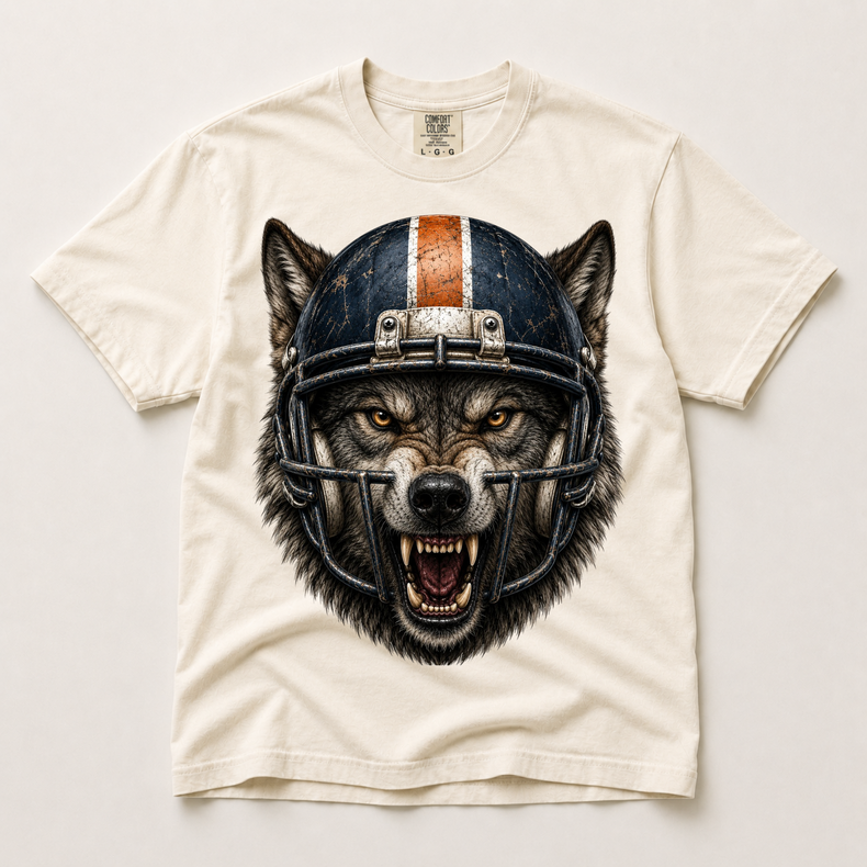 Wolf Football Mascot Shirt, Fierce Game Day Graphic Tee, Comfort Colors Sports Shirt, Football Fan Gift