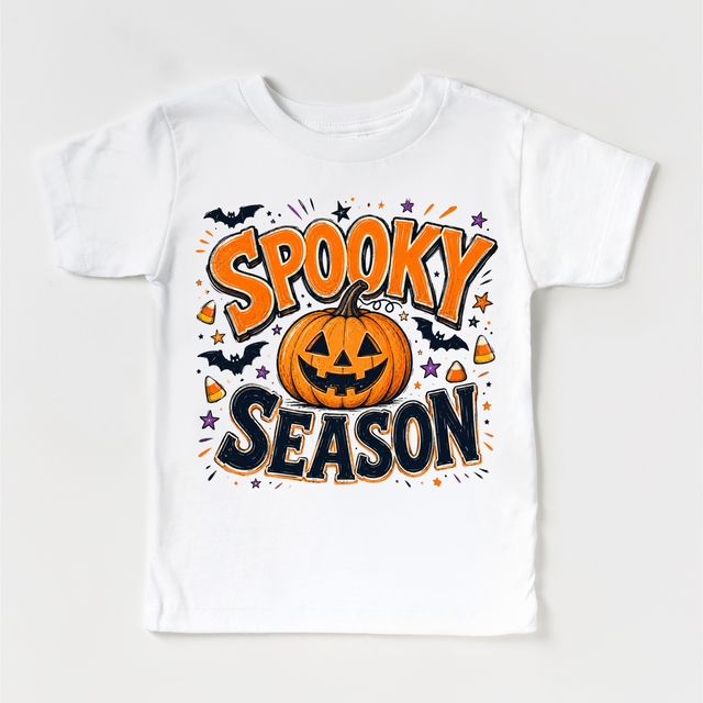 Kids Spooky Season Halloween Tee - Fall Pumpkin Jack-O-Lantern Shirt