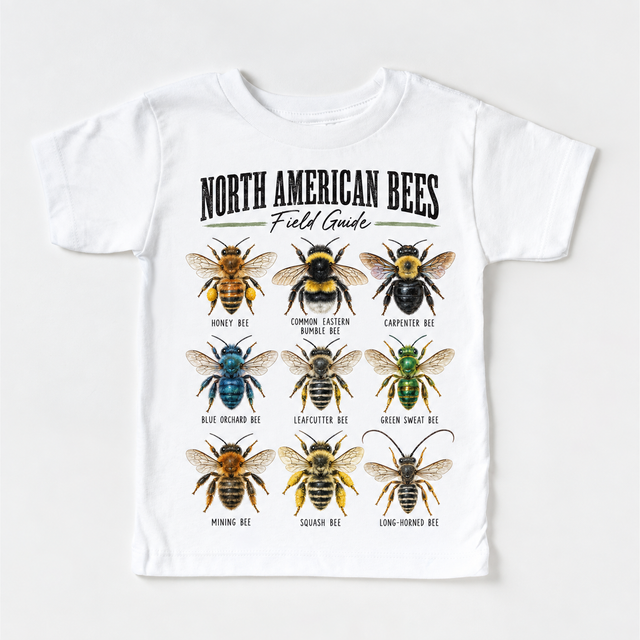 Bee field guide graphic on White Short Sleeve Tee