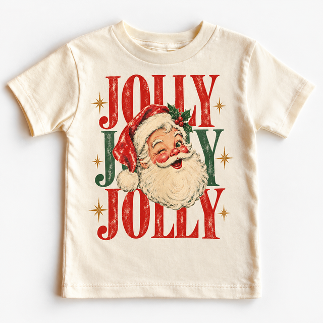 Jolly Santa vintage Christmas design on natural tee