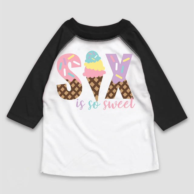 Six Is So Sweet Ice Cream Birthday T-Shirt