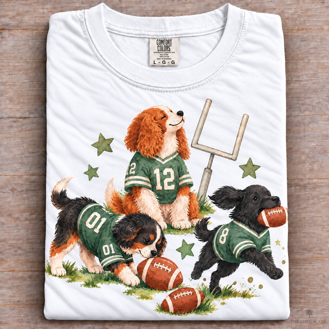 White folded Comfort Colors Football Dogs Shirt
