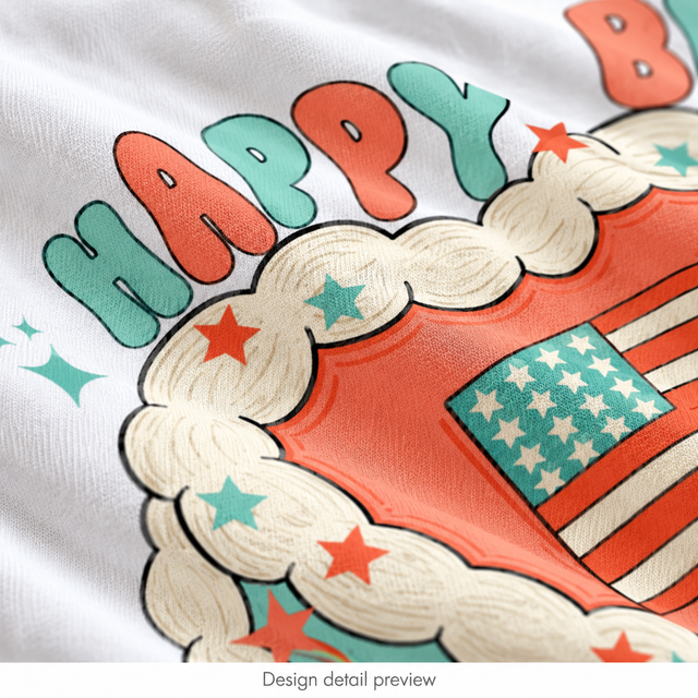 Generated design detail preview of Happy Birthday America Shirt artwork