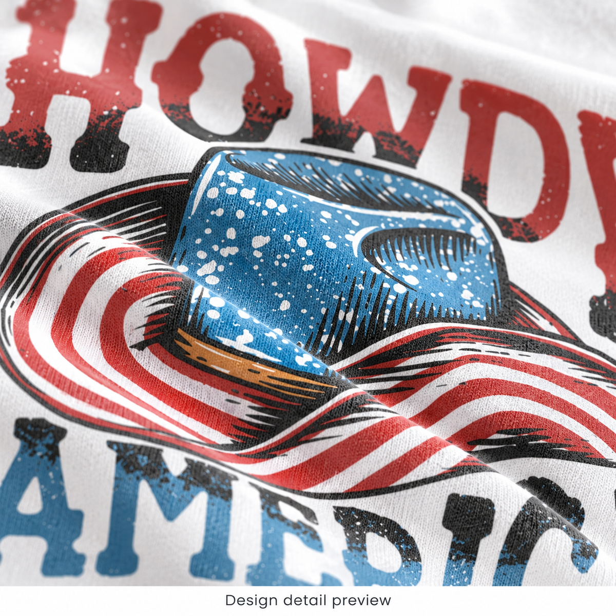 Generated design detail preview of Howdy America Shirt artwork
