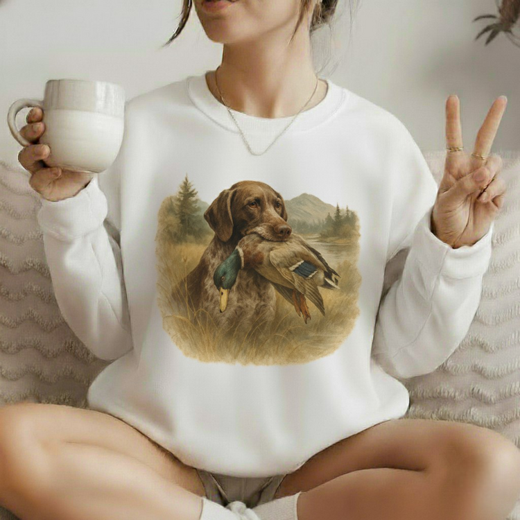 Duck Hunting Dog Retro Watercolor Sweatshirt - 90's Style Sweater