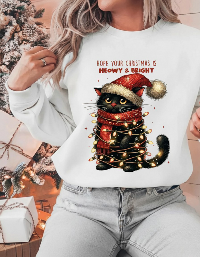 Hope Your Christmas Is Meowy and Bright Christmas Sweatshirt -Christmas Sweater