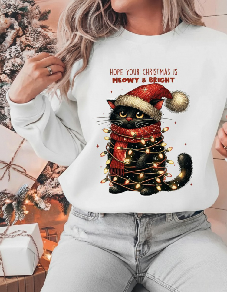 Hope Your Christmas Is Meowy and Bright Christmas Sweatshirt -Christmas Sweater