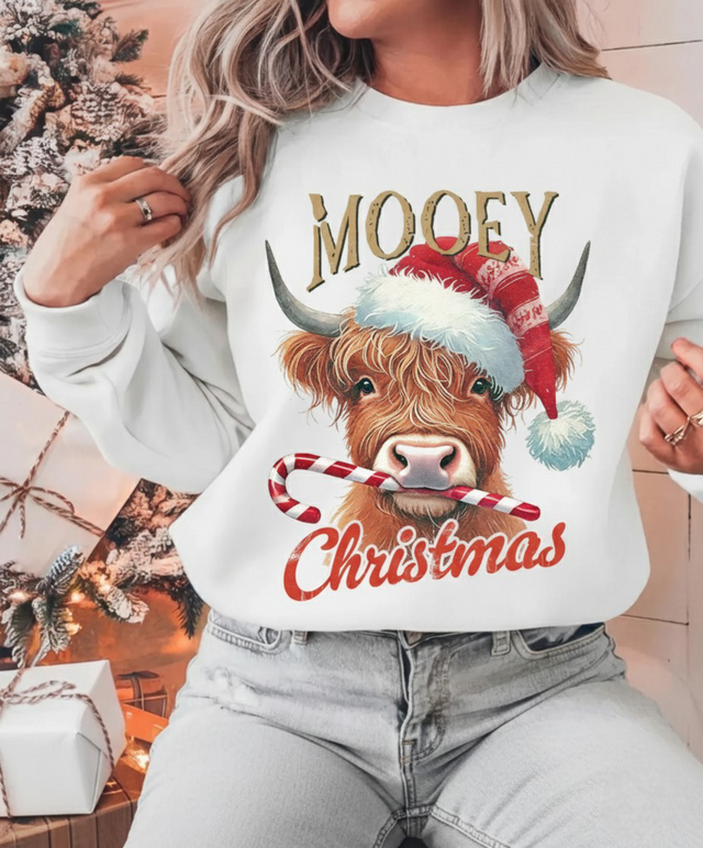 Mooey Christmas Farm Cow Christmas Sweatshirt -Christmas Sweater