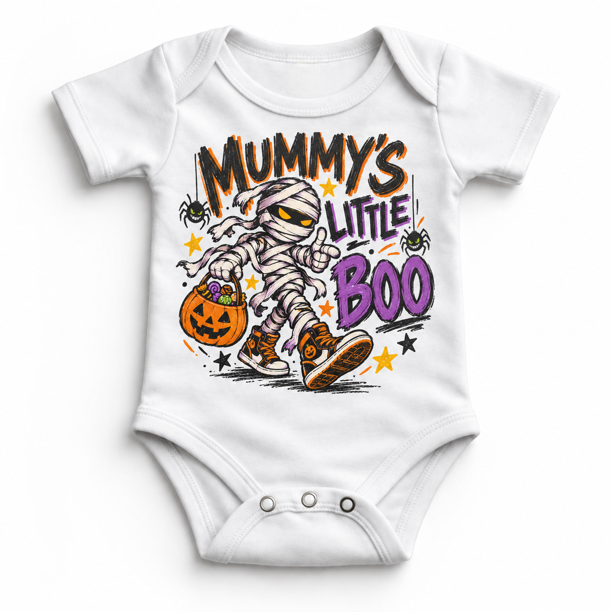 Mummy's Little Boo Halloween Shirt for Kids – white baby bodysuit