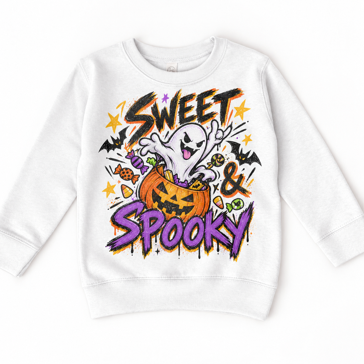 Sweet and Spooky Halloween Shirt for Kids – white youth sweatshirt