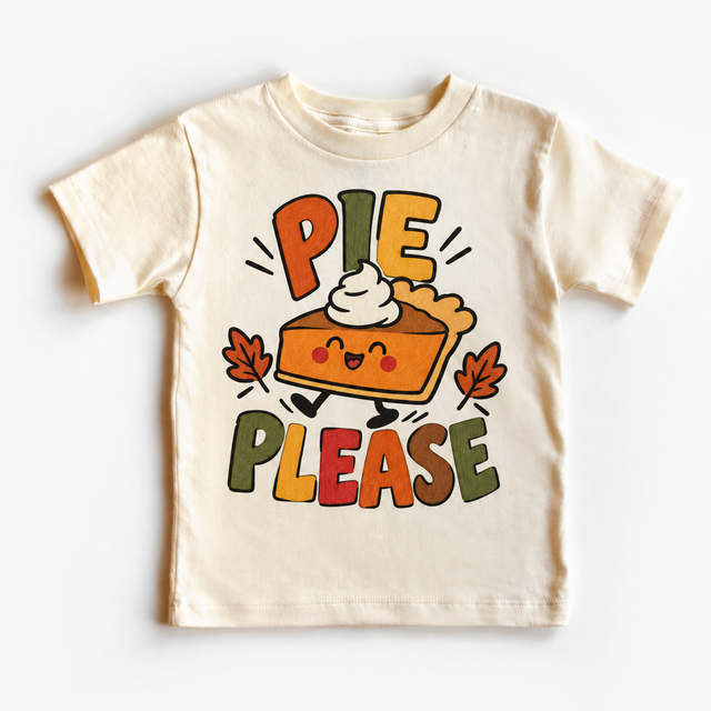 Pie Please Thanksgiving design on a natural tee